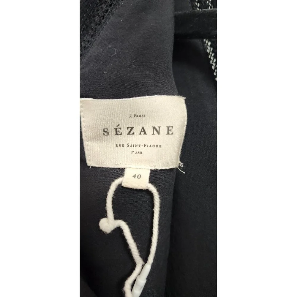 Sézane Black Sleeveless Ruffle V-Neck Dress Size 40 / M Elegant Parisian Style - Picture 8 of 10